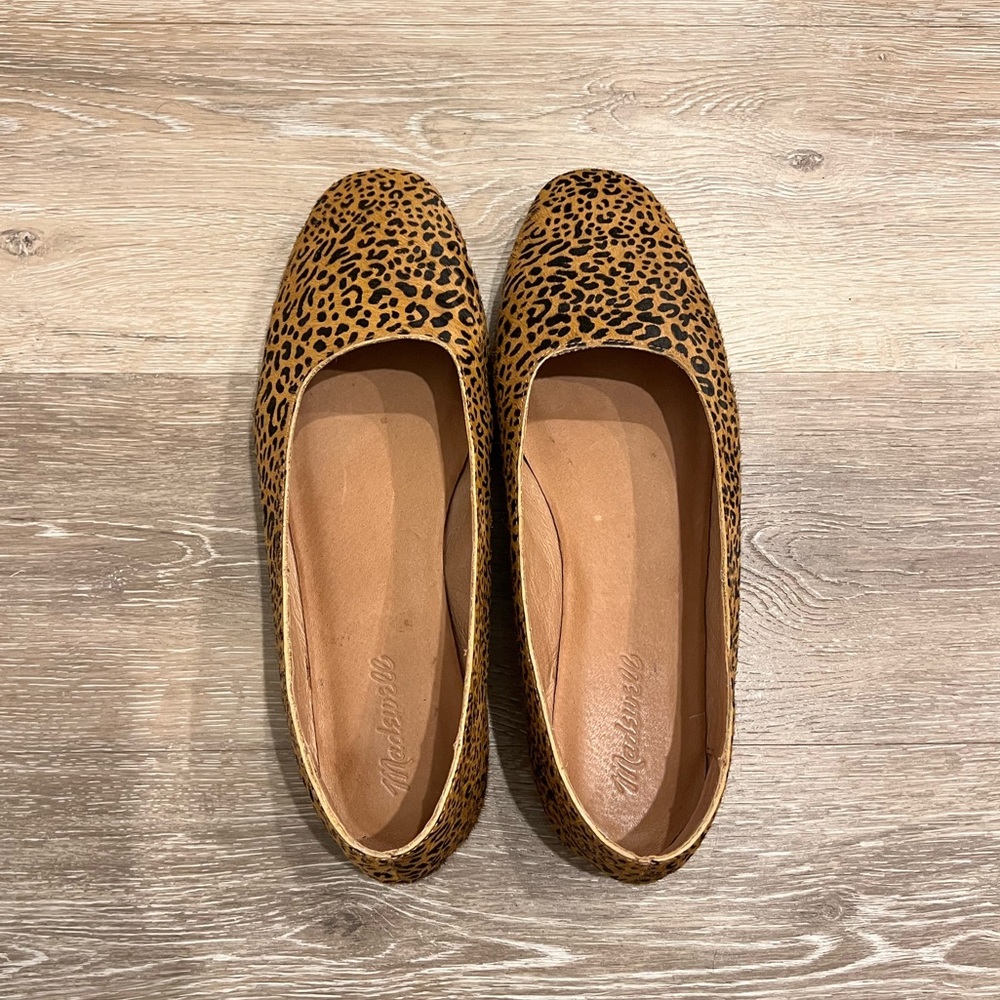 Madewell The Cory Flat in Leopard Calf Hair, Size 9.5